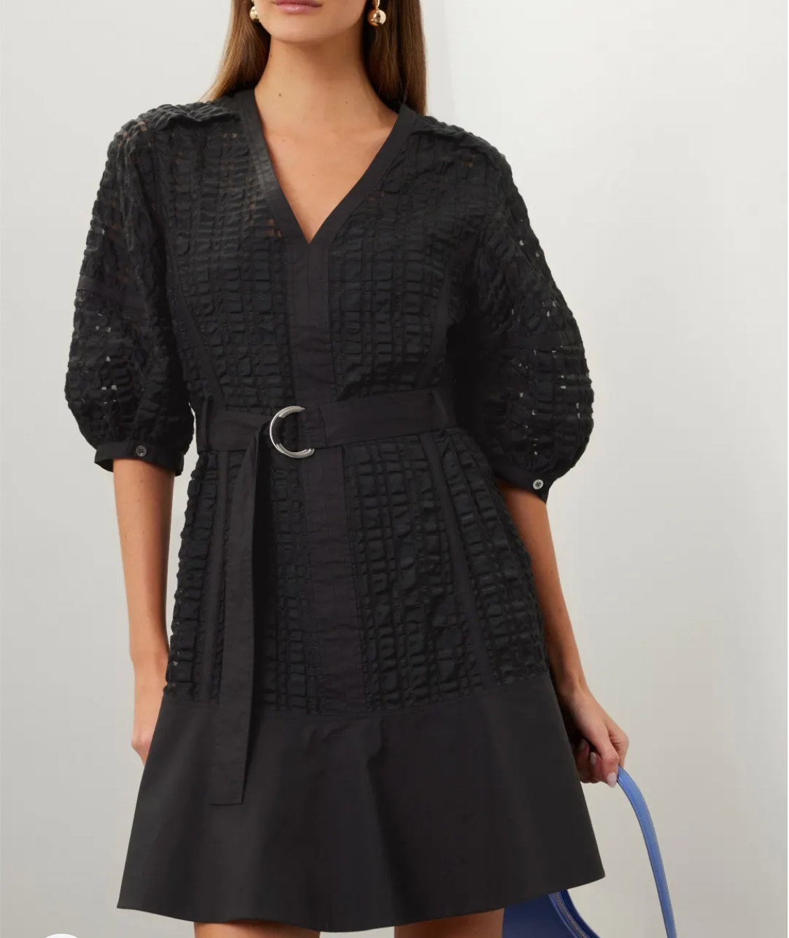 3.1 Phillip Lim Black Mini Dress Large Designer Boho Cottage Cocktail $600